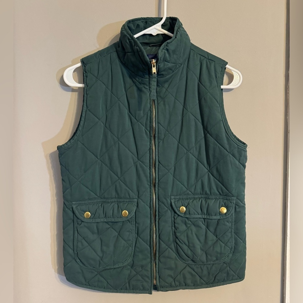 Blue Rain Dark Green Quilted Vest with Gold Zipper